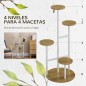 Soporte para Plantas de 4 Niveles Estantería para Macetas para Interior y Exterior 40x40x95,5 cm Natural