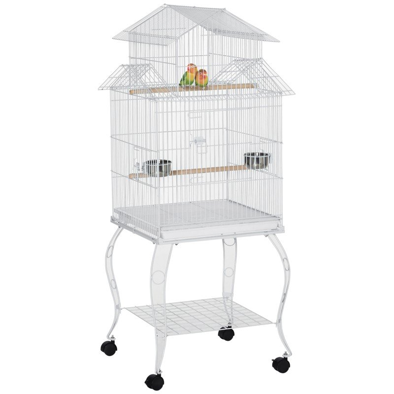 Jaula para Pájaros con Ruedas Jaula Grande con Soporte y Estante para Cacatúa ninfa Cotorra del Sol 50x49x137 cm Blanco Jaula para Pájaros con Ruedas Jaula Grande con Soporte y Estante para Cacatúa ninfa Cotorra del Sol 50x49x137 cm Blanco