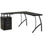 Escritorio Esquinero para Ordenador en Forma de L con 3 Cajones para Oficina Estudio 143,5x143,5x76 cm Negro