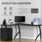 Escritorio Esquinero para Ordenador en Forma de L con 3 Cajones para Oficina Estudio 143,5x143,5x76 cm Negro