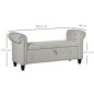 Banqueta Pie de Cama con Almacenamiento y Reposabrazos para Dormitorio Salón Pasillo 146,5x49x74,5 cm Gris Claro
