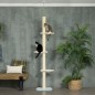 Árbol para Gatos de Suelo a Techo con Altura Ajustable Poste de Sisal y Bola para Jugar 47x34x220-260 cm Crema