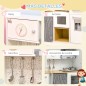 Cocina de Juguete de Madera para Niños de +3 Años Cocinita de Juguete con Luz Sonidos y Taburete Blanco