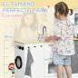 Cocina de Juguete de Madera para Niños de +3 Años Cocinita de Juguete con Luz Sonidos y Taburete Blanco