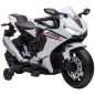 Moto Eléctrica con Licencia HONDA para 3-5 Años con Faros Bocina Música y Ruedas Auxiliares 90x44x52 cm Blanco