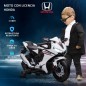 Moto Eléctrica con Licencia HONDA para 3-5 Años con Faros Bocina Música y Ruedas Auxiliares 90x44x52 cm Blanco