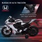 Moto Eléctrica con Licencia HONDA para 3-5 Años con Faros Bocina Música y Ruedas Auxiliares 90x44x52 cm Blanco
