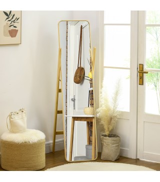 Espejo de Pie de Cuerpo Entero con Perchero para Dormitorio Entrada Salón 40x35x147 cm Natural