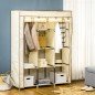 Armario de Tela Plegable Ropero Portátil con 8 Estantes y 2 Barras de Colgar para Dormitorio 125x43x162,5 cm Crema Armario de Tela Plegable Ropero Portátil con 8 Estantes y 2 Barras de Colgar para Dormitorio 125x43x162,5 cm Crema