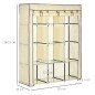 Armario de Tela Plegable Ropero Portátil con 8 Estantes y 2 Barras de Colgar para Dormitorio 125x43x162,5 cm Crema Armario de Tela Plegable Ropero Portátil con 8 Estantes y 2 Barras de Colgar para Dormitorio 125x43x162,5 cm Crema