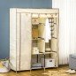 Armario de Tela Plegable Ropero Portátil con 8 Estantes y 2 Barras de Colgar para Dormitorio 125x43x162,5 cm Crema Armario de Tela Plegable Ropero Portátil con 8 Estantes y 2 Barras de Colgar para Dormitorio 125x43x162,5 cm Crema