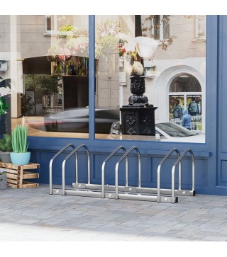 Aparcamiento para 3 Bicicletas Estacionamiento para Aparcar Bicicletas para Interior y Exterior 76x33x27cm Plata