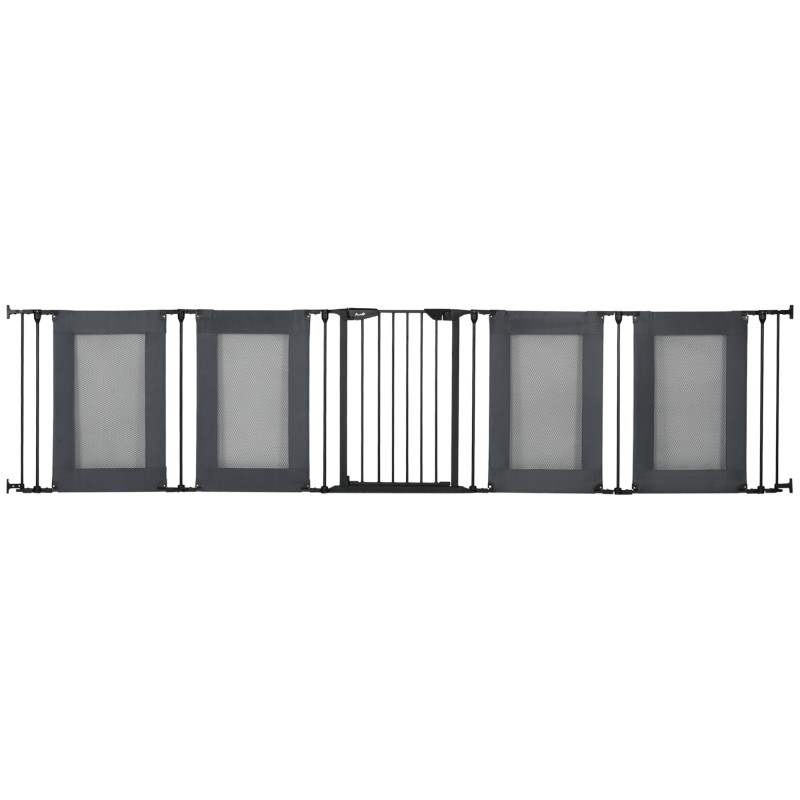 Parque Plegable para Perros de 6 Paneles Convertible en Barrera de Seguridad para Mascotas 117x103x74 cm Negro