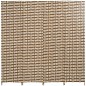 Biombo Separador de Ambientes de 4 Paneles Plegables de Madera de Pino y Fibra de Papel 180x180cm Marrón y Blanco