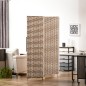 Biombo Separador de Ambientes de 4 Paneles Plegables de Madera de Pino y Fibra de Papel 180x180cm Marrón y Blanco