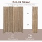 Biombo Separador de Ambientes de 4 Paneles Plegables de Madera de Pino y Fibra de Papel 180x180cm Marrón y Blanco