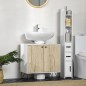Mueble para Debajo del Lavabo Armario Bajo con 2 Puertas Estante y Patas de Acero 60x30x60 cm Roble y Blanco