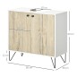 Mueble para Debajo del Lavabo Armario Bajo con 2 Puertas Estante y Patas de Acero 60x30x60 cm Roble y Blanco