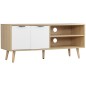 Mueble para TV Moderno con 2 Puertas y 2 Estantes para Televisores de hasta 46" 110x39x48,8 cm Natural y Blanco