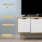 Mueble para TV Moderno con 2 Puertas y 2 Estantes para Televisores de hasta 46" 110x39x48,8 cm Natural y Blanco
