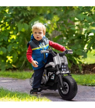 Moto Eléctrica Infantil con Faros Música Bocina Velocidad 3 km/h para Niños de 3-5 Años 86x44x58cm Negro y Blanco