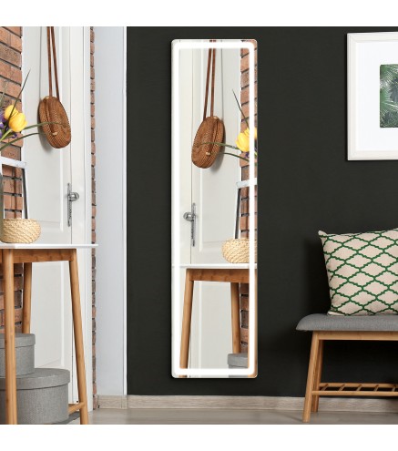 Espejo de Pie de Pared y Suelo con Luz LED y Mando a Distancia con Brillo Ajustable 40x37x157,5 cm Plata y Negro