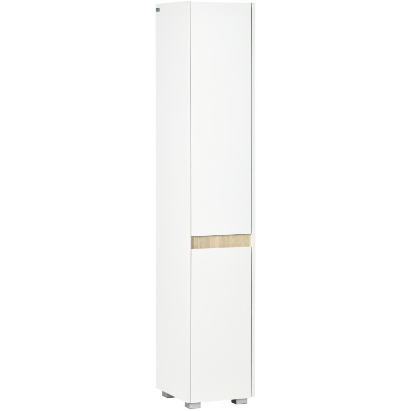 Columna de Baño Armario Alto Auxiliar con Estantes Ajustables para Ducha Aseo Dormitorio 30x33x165 cm Blanco