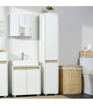 Columna de Baño Armario Alto Auxiliar con Estantes Ajustables para Ducha Aseo Dormitorio 30x33x165 cm Blanco