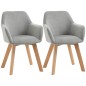 Juego de 2 Sillas de Comedor Modernas Tapizadas en Terciopelo con Patas de Madera para Salón 54x57x80 cm Gris