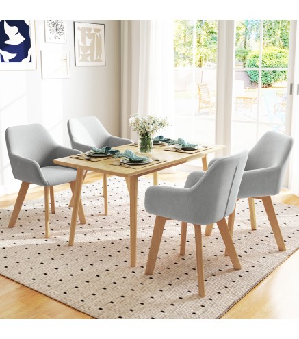 Juego de 2 Sillas de Comedor Modernas Tapizadas en Terciopelo con Patas de Madera para Salón 54x57x80 cm Gris