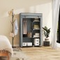 Armario de Tela Plegable Ropero Portátil con 6 Estantes y 1 Barra de Colgar para Dormitorio 103x43x162,5cm Gris