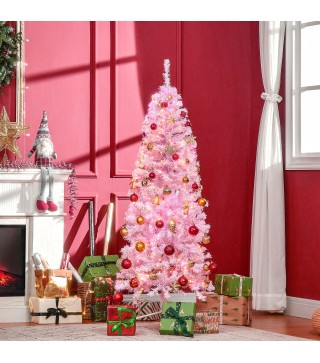 Árbol de Navidad Artificial con 618 Ramas 300 Luces LED IP20 Decoración Navideña para Interiores Ø63x180 cm Rosa