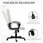 Silla de Oficina con Respaldo Alto Altura Ajustable y Función de Inclinación 65x65x102-112,5 cm Blanco Roto