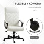 Silla de Oficina con Respaldo Alto Altura Ajustable y Función de Inclinación 65x65x102-112,5 cm Blanco Roto