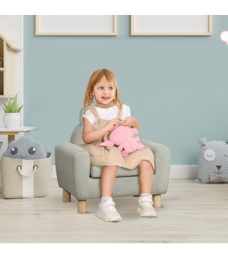 Sillón Infantil Mini Sofá para Niños de +3 Años con Asiento Acolchado y Reposabrazos 61x42x53 cm Marrón