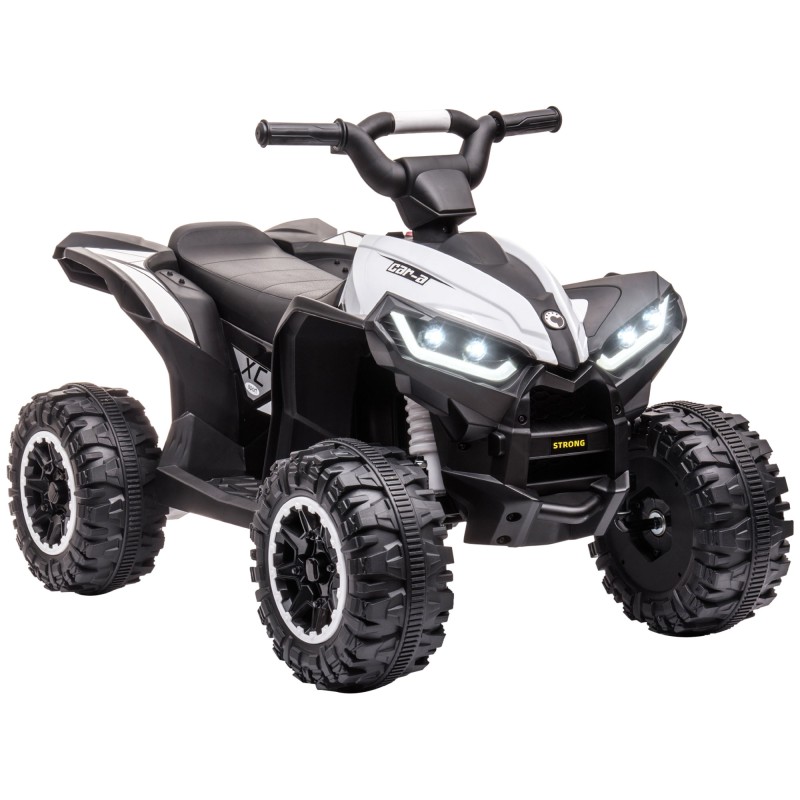 Quad Eléctrico para Niños de 3-5 Años Vehículo Eléctrico a Batería 12V con 2 Motores 83x53x55,5 cm Negro y Blanco
