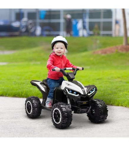 Quad Eléctrico para Niños de 3-5 Años Vehículo Eléctrico a Batería 12V con 2 Motores 83x53x55,5 cm Negro y Blanco