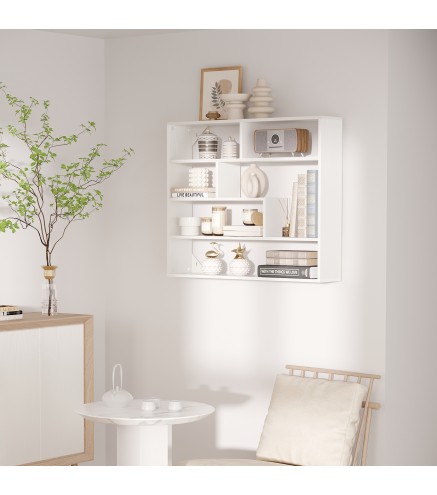 Estantería de Pared Balda Flotante con 7 Compartimientos Abiertos Estilo Moderno 94x19,5x80 cm Blanco