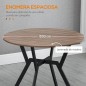 Mesa de Comedor Redonda de Estilo Industrial con Encimera de Madera y Marco de Acero Ø90x76 cm Marrón