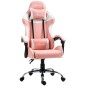 Silla Gaming Silla de Escritorio Reclinable 135° Reposacabezas y Cojín Lumbar 63x67x122-130 cm Rosa