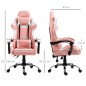 Silla Gaming Silla de Escritorio Reclinable 135° Reposacabezas y Cojín Lumbar 63x67x122-130 cm Rosa