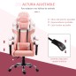 Silla Gaming Silla de Escritorio Reclinable 135° Reposacabezas y Cojín Lumbar 63x67x122-130 cm Rosa