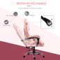 Silla Gaming Silla de Escritorio Reclinable 135° Reposacabezas y Cojín Lumbar 63x67x122-130 cm Rosa