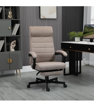 Silla de Oficina Reclinable con Altura Ajustable Reposabrazos y Reposapiés Retráctil 68x67x106-114 cm Marrón