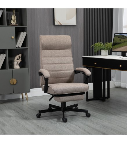 Silla de Oficina Reclinable con Altura Ajustable Reposabrazos y Reposapiés Retráctil 68x67x106-114 cm Marrón