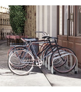 Aparcamiento para 5 Bicicletas Estacionamiento para Aparcar Bicicletas para Interior y Exterior 145x33x27cm Plata