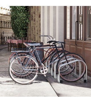 Aparcamiento para 5 Bicicletas Estacionamiento para Aparcar Bicicletas para Interior y Exterior 145x33x27cm Plata
