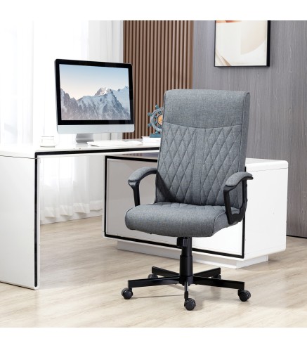 Silla de Oficina con Respaldo Alto Altura Ajustable y Función de Inclinación 65x72x102-112,5 cm Gris Oscuro