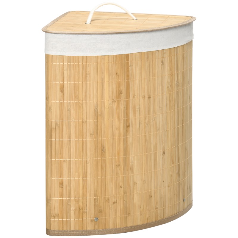 Cesto para Ropa Sucia de Bambú Capacidad de 55L Cesta para la Colada en Forma de Abanico 38x38x57 cm Natural