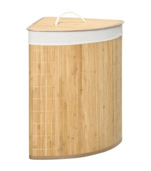 Cesto para Ropa Sucia de Bambú Capacidad de 55L Cesta para la Colada en Forma de Abanico 38x38x57 cm Natural